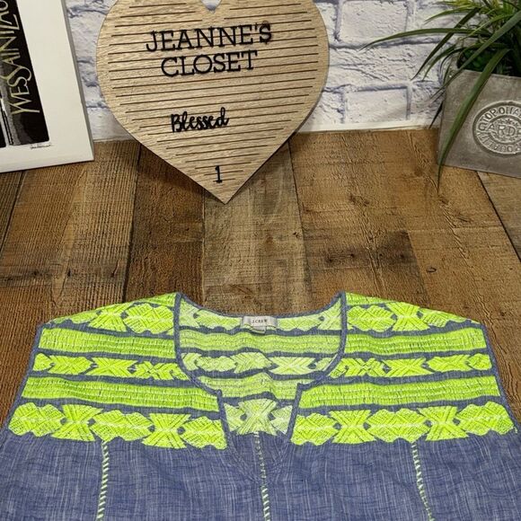 J.CREW Womens Linen Blend Beach Tunic Cover Up Shirt, Top Embroidery Size S - Picture 8 of 12